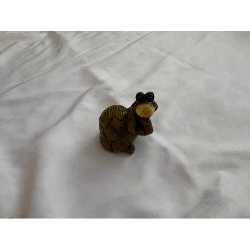 Whimsical Thinking Turtle Figurine Miniature Resin Pondering Shelf Decor